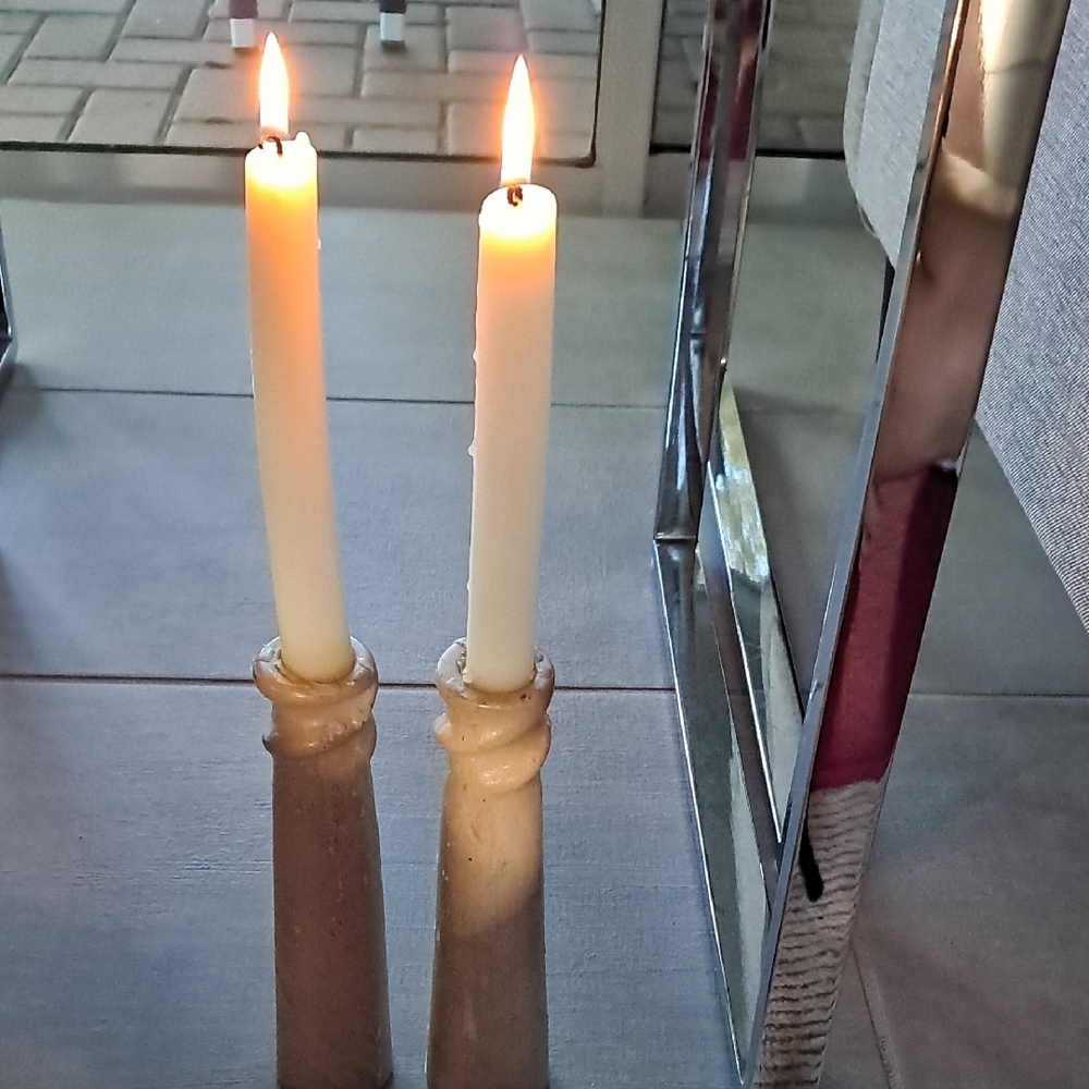 Hand-carved Soapstone Candle Holders - Set of 2 Heavy Solid Stone